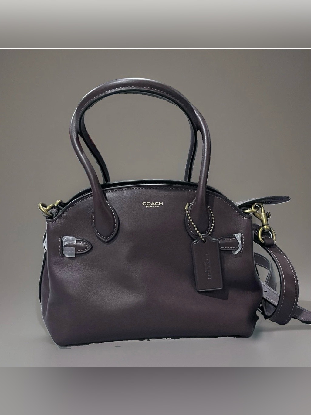 Coach Empire 21 Leather Tote Bag Purse Maple Brass Leather Classic Designer Nwot